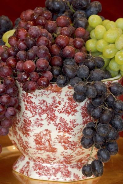 Still life of grape varieties in vase